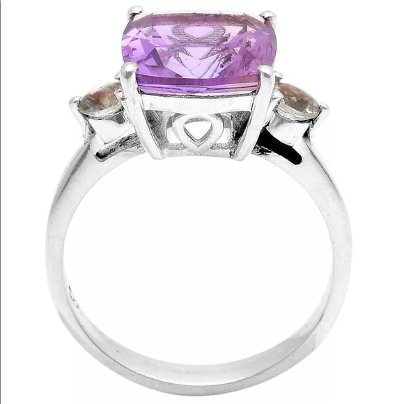 Cushion cut faceted Brazilian Amethyst silver rings 7.5 - Picture 4 of 4